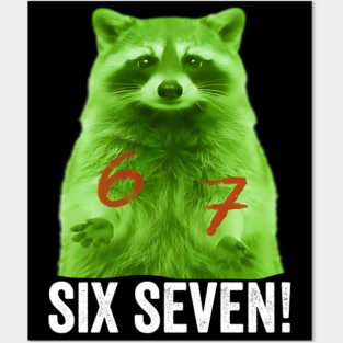 67 Raccoon Hand Gestures Alien Green silly funny meme Posters and Art