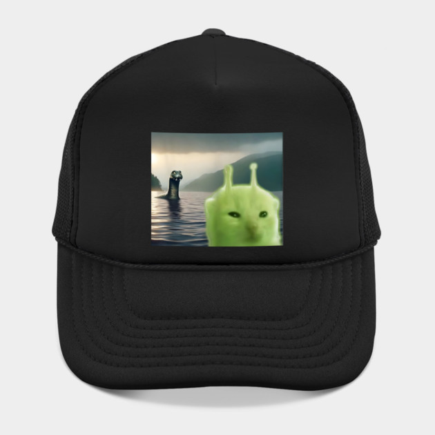 Alien Cat Viral Meme Selfie with Loch Ness Monster Nessie by Luxinda