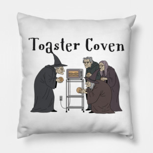 Toaster Coven Halloween Witches Cooking Pun Silly Design Pillow