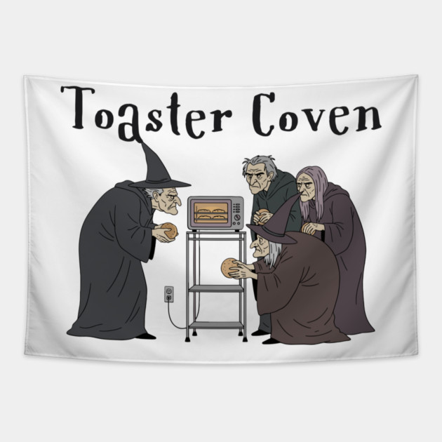 Toaster Coven Halloween Witches Cooking Pun Silly Design Tapestry by Luxinda
