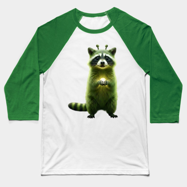 Silly Green Alien Raccoon Meme glorp GOG brainrot Baseball T-Shirt by Luxinda