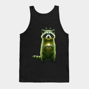 Silly Green Alien Raccoon Meme glorp GOG brainrot Tank Top