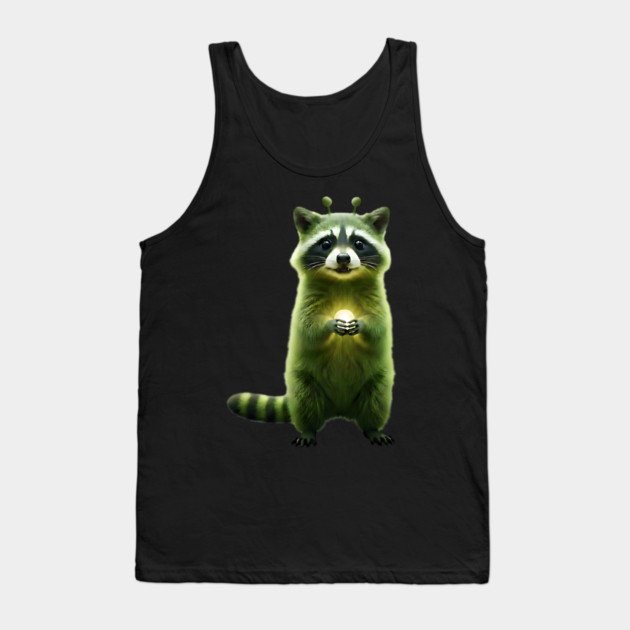 Silly Green Alien Raccoon Meme glorp GOG brainrot Tank Top by Luxinda