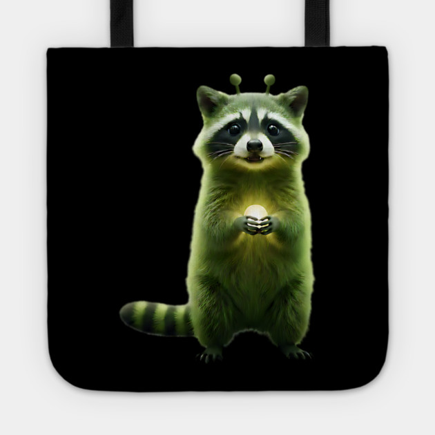 Silly Green Alien Raccoon Meme glorp GOG brainrot Tote by Luxinda