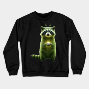 Silly Green Alien Raccoon Meme glorp GOG brainrot Crewneck Sweatshirt