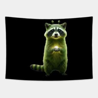 Silly Green Alien Raccoon Meme glorp GOG brainrot Tapestry