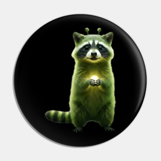 Silly Green Alien Raccoon Meme glorp GOG brainrot Pin