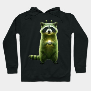Silly Green Alien Raccoon Meme glorp GOG brainrot Hoodie