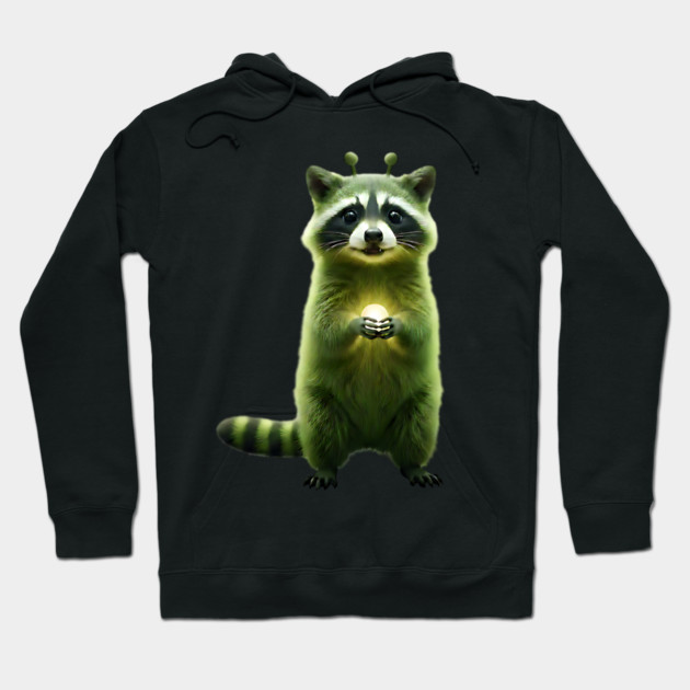 Silly Green Alien Raccoon Meme glorp GOG brainrot Hoodie by Luxinda