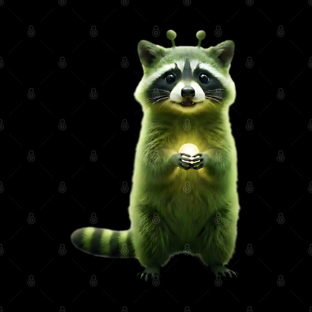 Silly Green Alien Raccoon Meme glorp GOG brainrot by Luxinda