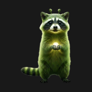 Silly Green Alien Raccoon Meme glorp GOG brainrot T-Shirt
