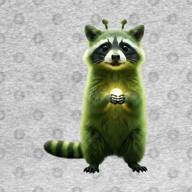 Silly Green Alien Raccoon Meme glorp GOG brainrot by Luxinda
