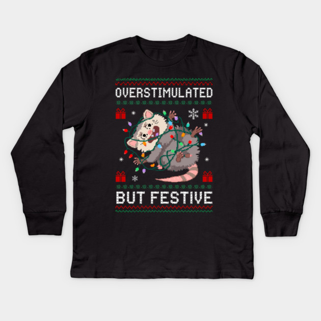 Overstimulated-But-Festive Kids Long Sleeve T-Shirt by Creatifly Graphic Tees