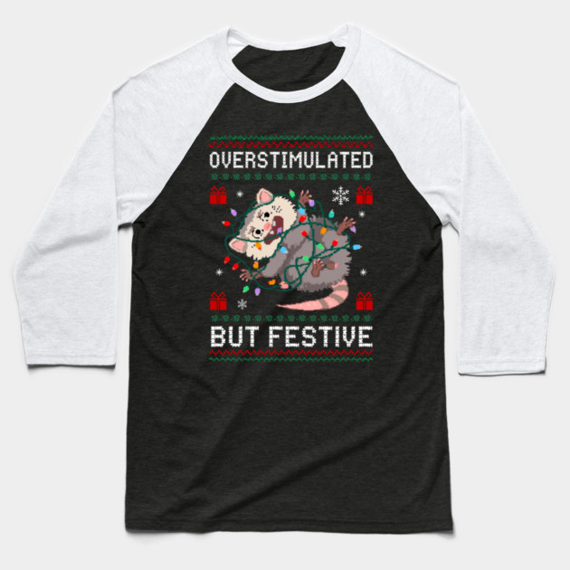 Overstimulated-But-Festive Baseball T-Shirt by Creatifly Graphic Tees