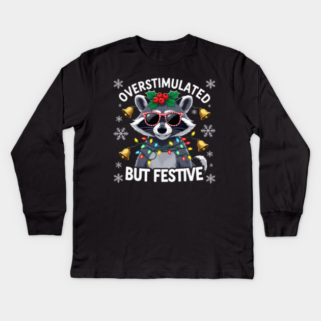 Overstimulated-But-Festive Kids Long Sleeve T-Shirt by Creatifly Graphic Tees