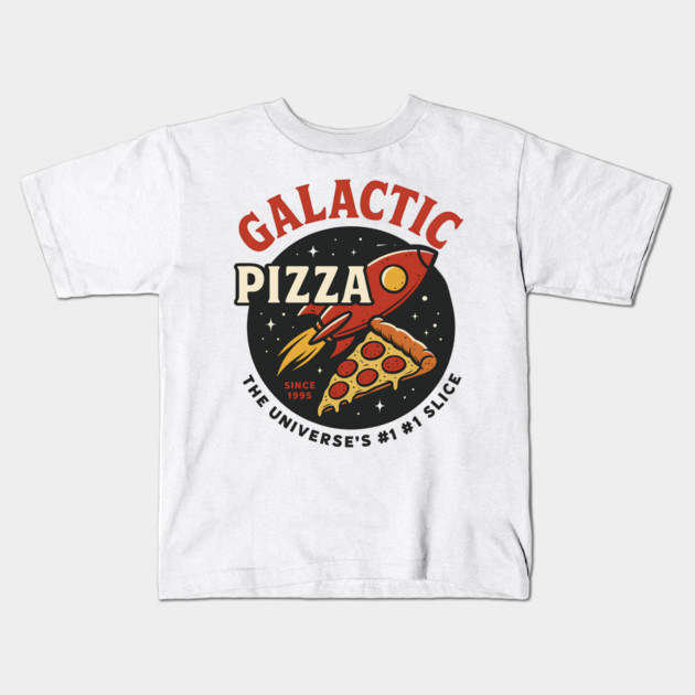 Galactic Pizza  – Vintage Retro Space Pizza Rocket Kids T-Shirt by ArtistTee ⭐⭐⭐⭐⭐