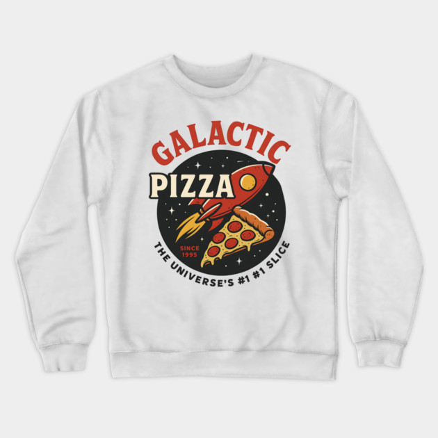 Galactic Pizza  – Vintage Retro Space Pizza Rocket Crewneck Sweatshirt by ArtistTee ⭐⭐⭐⭐⭐