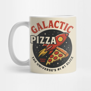 Galactic Pizza  – Vintage Retro Space Pizza Rocket Mug
