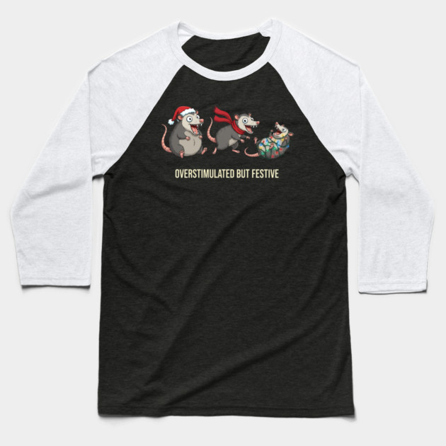 Overstimulated-But-Festive Baseball T-Shirt by Creatifly Graphic Tees