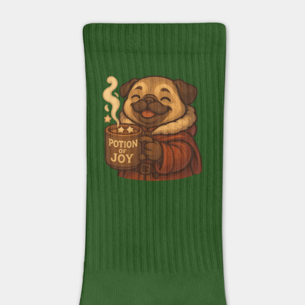 Potion of Joy Pug – Wholesome Christmas Mug & Cozy Fantasy Dog Tee by Anne Lee