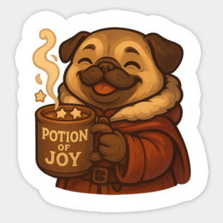 Potion of Joy Pug – Wholesome Christmas Mug & Cozy Fantasy Dog Tee Magnet