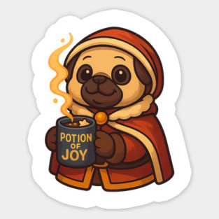 Potion of Joy Pug – Cozy Christmas Dog Mage Art & Wholesome Fantasy Tee Magnet