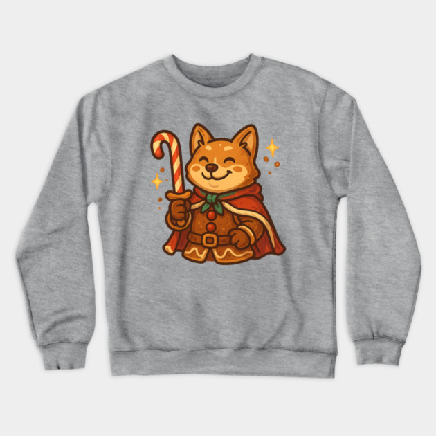 Candy Cane Shiba – Playful Christmas Warrior Dog & Festive Fantasy Tee Crewneck Sweatshirt by Anne Lee