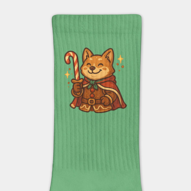 Candy Cane Shiba – Playful Christmas Warrior Dog & Festive Fantasy Tee by Anne Lee