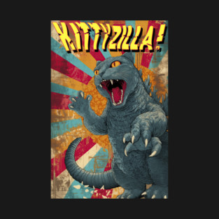 Kittyzilla T‑Shirt – Funny Cat Monster Kaiju Tee, Vintage Japanese Poster Style Graphic for Cat Lovers T-Shirt