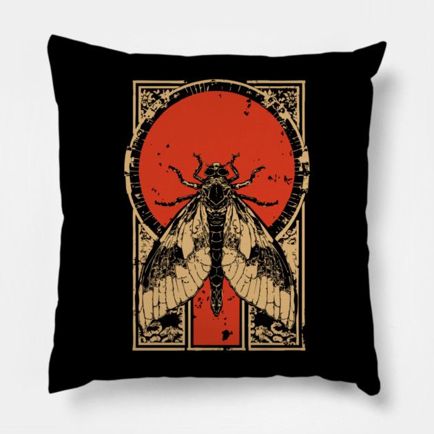 Gothic Luna Moth Japanese Insect Art Moon Moth Design Pillow by TuncGK