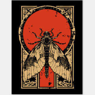 Gothic Luna Moth Japanese Insect Art Moon Moth Design Posters and Art