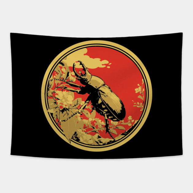 Gothic Goliath Beetle Japanese Insect Art Simple Scarab Design Tapestry by TuncGK