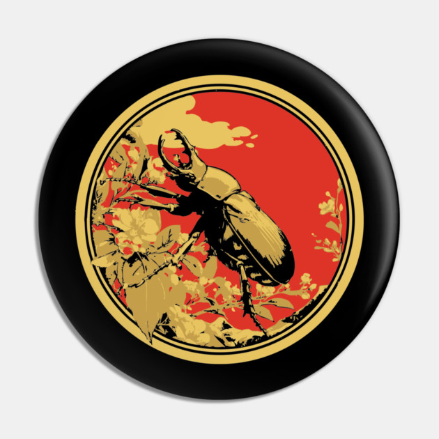 Gothic Goliath Beetle Japanese Insect Art Simple Scarab Design Pin by TuncGK