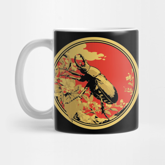 Gothic Goliath Beetle Japanese Insect Art Simple Scarab Design by TuncGK