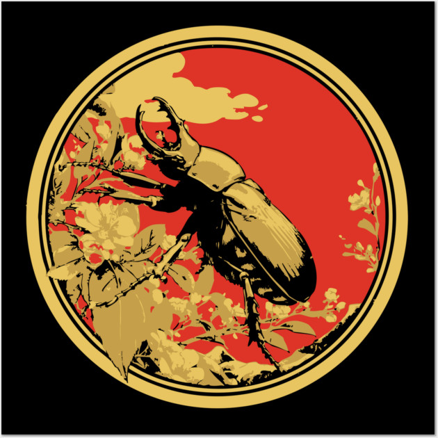 Gothic Goliath Beetle Japanese Insect Art Simple Scarab Design Wall Art by TuncGK