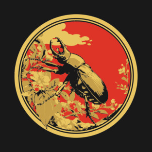 Gothic Goliath Beetle Japanese Insect Art Simple Scarab Design T-Shirt