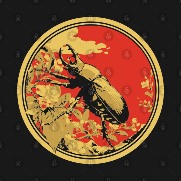 Gothic Goliath Beetle Japanese Insect Art Simple Scarab Design by TuncGK