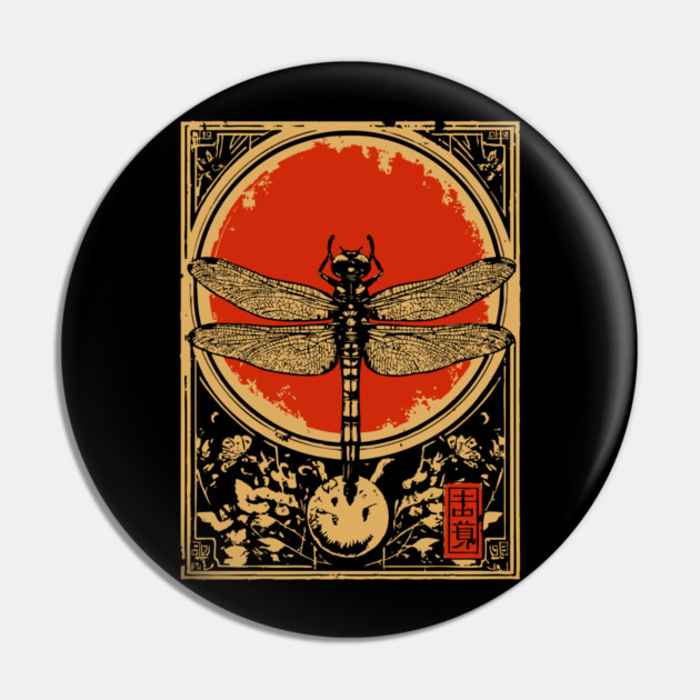 Gothic Dragonfly Japanese Insect Art Framed Odonata Design Pin by TuncGK