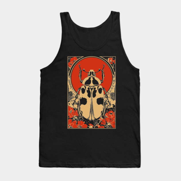 Gothic Goliath Beetle Japanese Insect Art Botanical Scarab Design Tank Top by TuncGK
