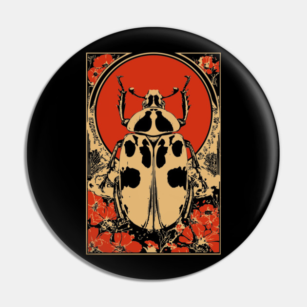 Gothic Goliath Beetle Japanese Insect Art Botanical Scarab Design Pin by TuncGK