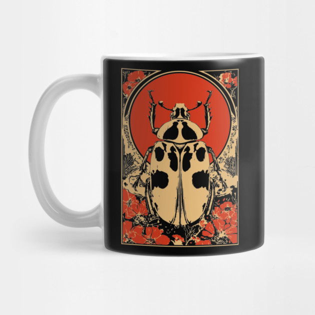Gothic Goliath Beetle Japanese Insect Art Botanical Scarab Design by TuncGK