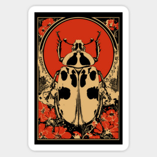 Gothic Goliath Beetle Japanese Insect Art Botanical Scarab Design Sticker