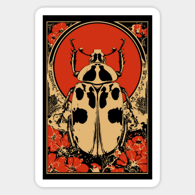 Gothic Goliath Beetle Japanese Insect Art Botanical Scarab Design Magnet by TuncGK
