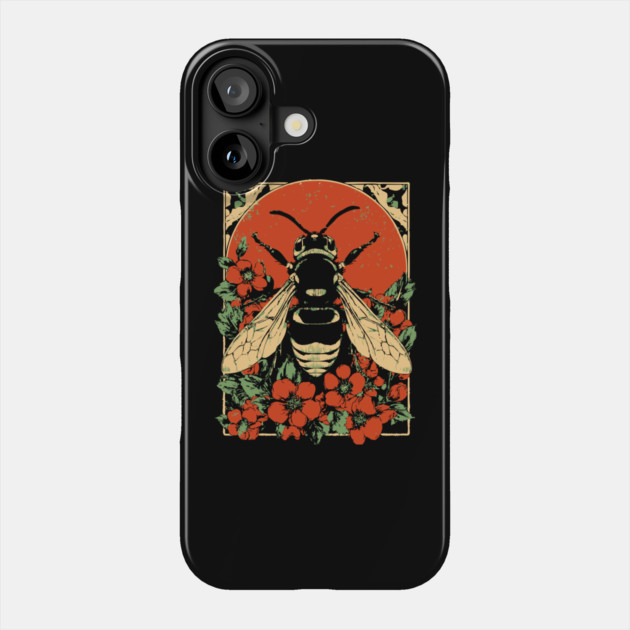 Gothic Asian Hornet Japanese Insect Art Floral Wasp Design Phone Case by TuncGK