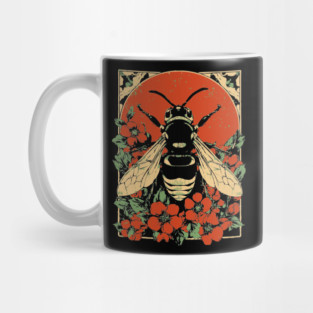 Gothic Asian Hornet Japanese Insect Art Floral Wasp Design Mug