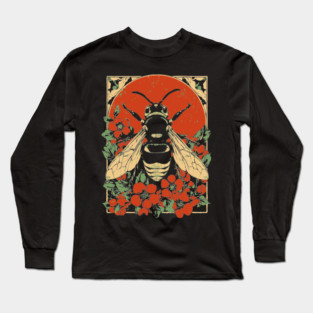 Gothic Asian Hornet Japanese Insect Art Floral Wasp Design Long Sleeve T-Shirt