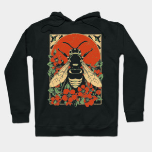 Gothic Asian Hornet Japanese Insect Art Floral Wasp Design Hoodie