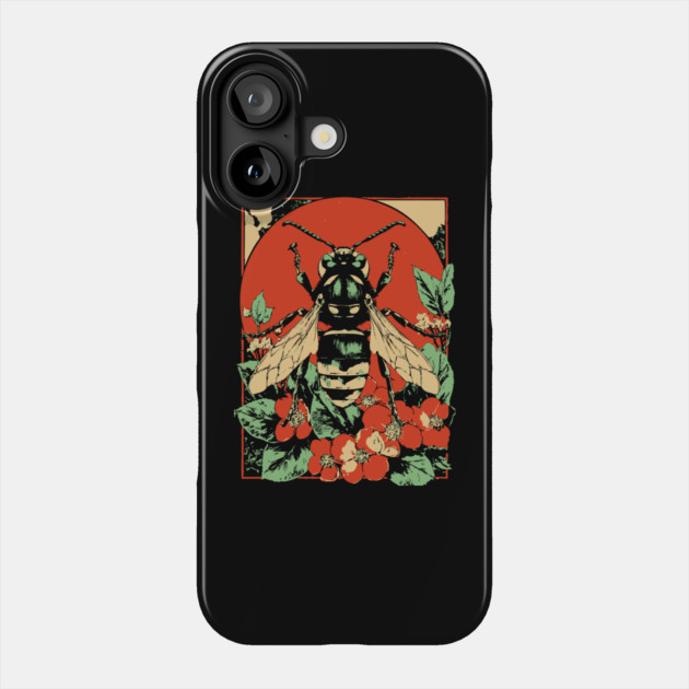 Gothic Asian Hornet Japanese Insect Art Symmetrical Wasp Design Phone Case by TuncGK