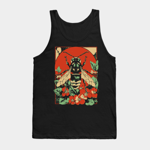 Gothic Asian Hornet Japanese Insect Art Symmetrical Wasp Design Tank Top by TuncGK