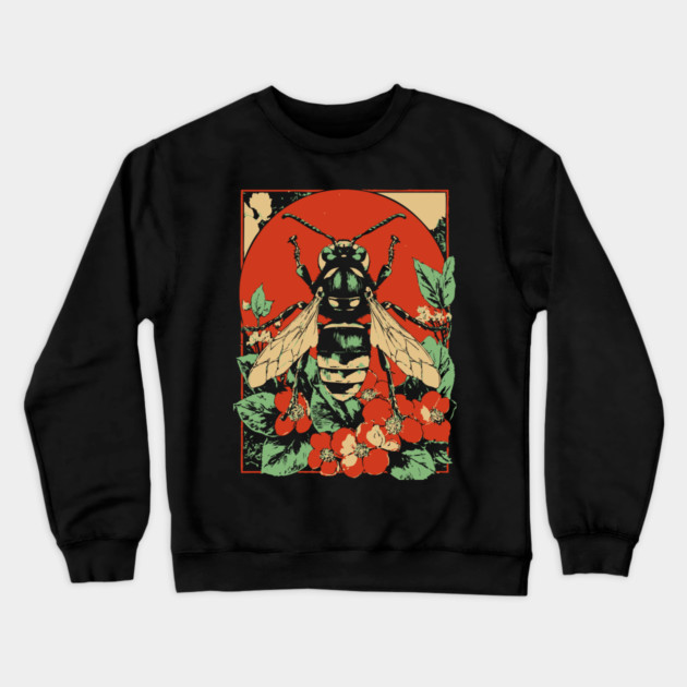 Gothic Asian Hornet Japanese Insect Art Symmetrical Wasp Design Crewneck Sweatshirt by TuncGK